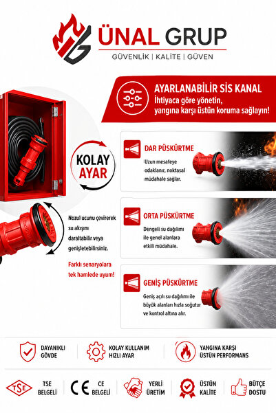 ünalgrup 25 mm Yangın Dolabı Hortum Nozulu Ayarlanabilir Sis Püskürtme Ev Ofis