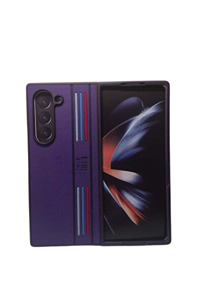 Generic Samsung Galaxy Z Fold6 Lather Grip 3 Line Case Dark Blue