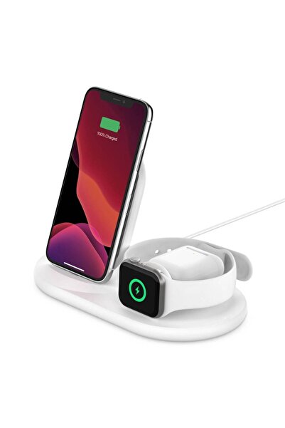 Belkin بيلكن - منصة شحن لاسلكية 3in1 بشحن 3 جهزة بوقت واحد - ابيض