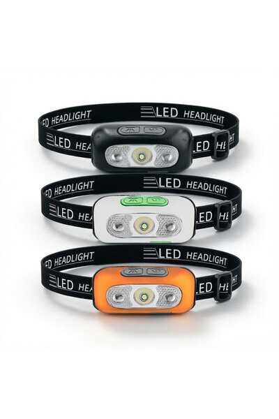 Choice black Sensor LED Headlight USB Built-in Battery Headlamp Outdoor Adven...