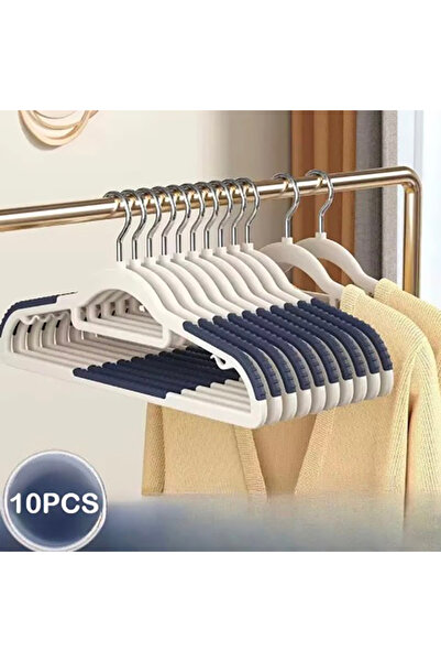choice2 10pcs blue 10 Piece Set Of Heavy-Duty Dry And Wet Hangers With Anti S...