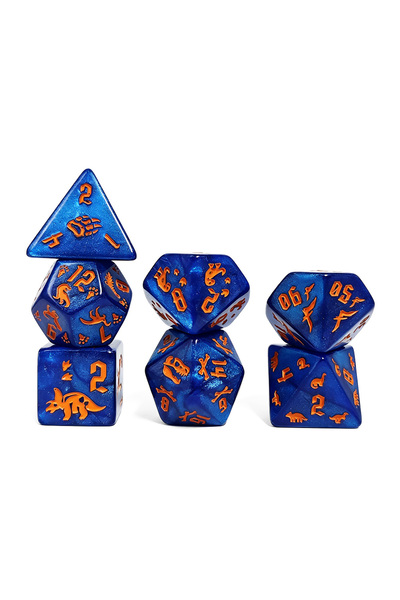 Choice HSWD115 7Pcs Jurassic Ocean Blue Dinosaur Engraved Dice Set, Polyhedra...
