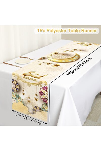 Choice 380 White Gold Polyester Round Table Cover Table Decor Eid Mubarak Res...
