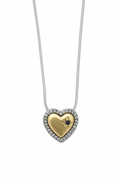 Jack Ferrero Heart Figured Zircon Stone Detailed Yellow and Gray Toned Steel ...