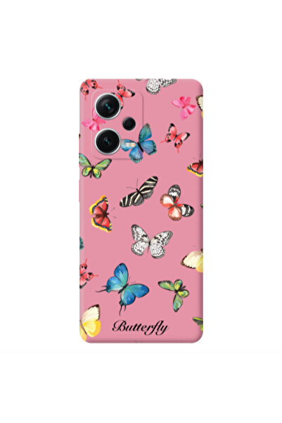 Other Xiaomi Poco X5 Mixed Butterflys Pink Colored Silicone TPU Θήκη