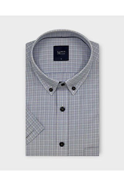 KAMER Men's Regular Fit Short Sleeve Buttoned Collar Plaid Multicolor Shirt 9...