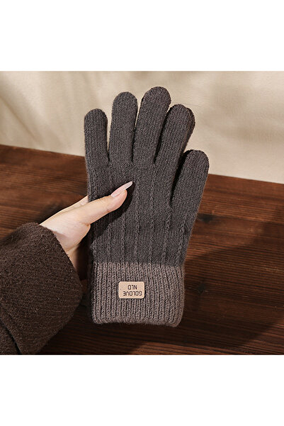 Choice3 One Size Dark Gray Rimiut Thick Plush Knitted Gloves for Women Touch ...