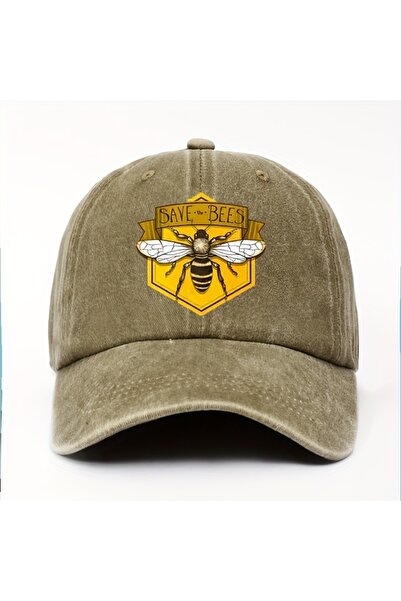 Choice Adjustable Khaki Bee printed baseball cap, men's and women's adjustabl...