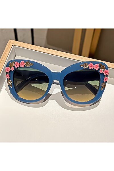 Choice4 Blue 1pc Elegant Cat Eye Glasses for Women, Floral Camellia Design, A...
