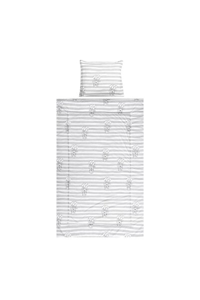 LORELLİ Set lenjerie pat 3 piese, bumbac ranforce, Cosy, Striped Grey