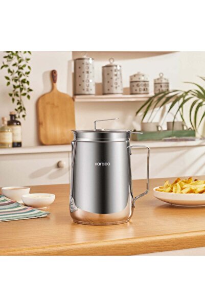 Karaca Minifry Fritteuse aus Edelstahl, 2 l, Silber