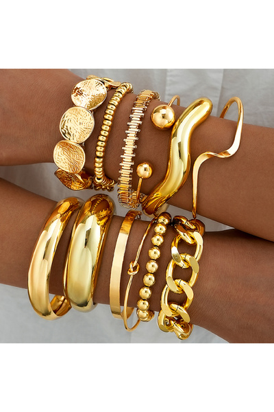 Choice AYA6653901 12Pcs Gold Color Stackable Bracelet Set For Women Fashion C...
