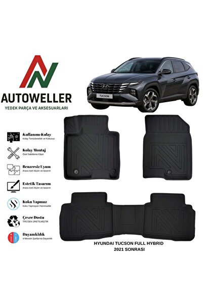AutoWeller Hyundai Tucson 2021 Sonrası Havuzlu Oto Full Hybrid Havuzlu 3D TPE...