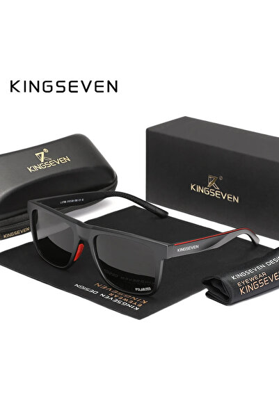 Choice5 نظارات شمسية مستطيلة الشكل من ماركة KINGSEVEN باللونين الأسود والرماد...