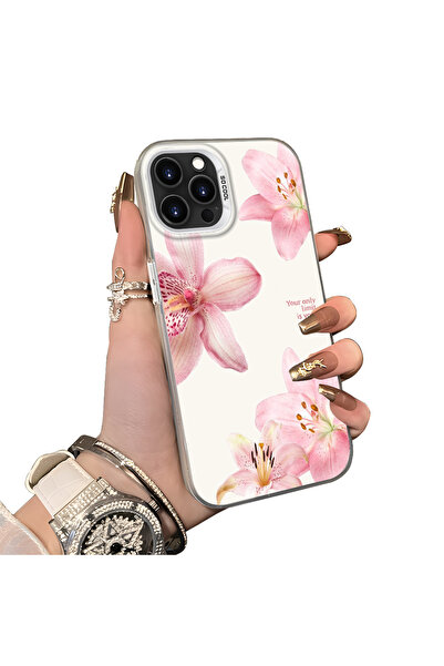 Hontinga iPhone 13 Pro Max Uyumlu Silikon Kenar Sert Arka Kılıf Couple Telefo...