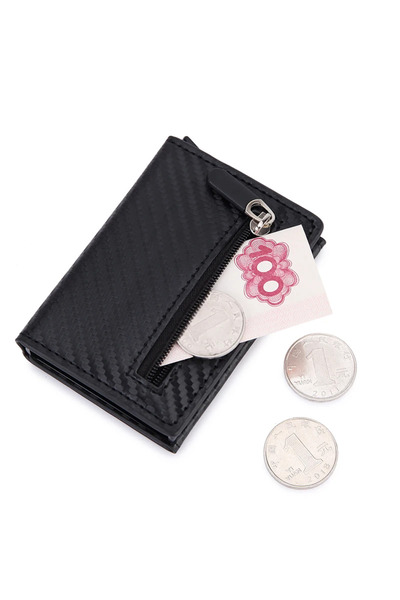 Choice1 carbon black DIENQI Anti Rfid id Card Holder Case Men Leather Metal W...