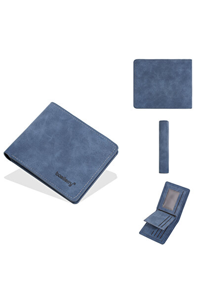 Choice1 Blue New Short Men's Wallet High Quality Card Clips Simple Frosted Wa...