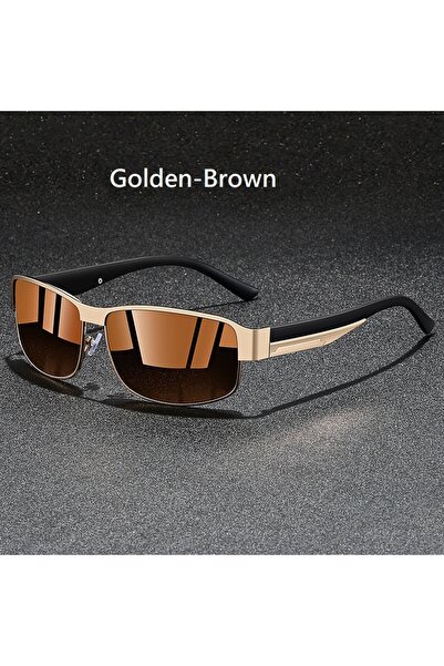Choice3 نظارات شمسية بإطار معدني مربع من GoldenBrown Fashion Vintage للرجال و...