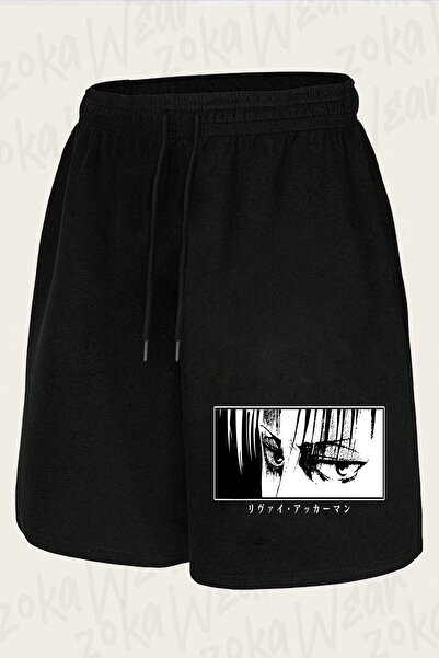 ZOKAWEAR شورت مطبوع بتصميم Levi Eyes Attack On Titan للجنسين