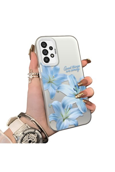 Hontinga Samsung Galaxy A73 Compatible Silicone Edge Hard Back Case Couple Ph...