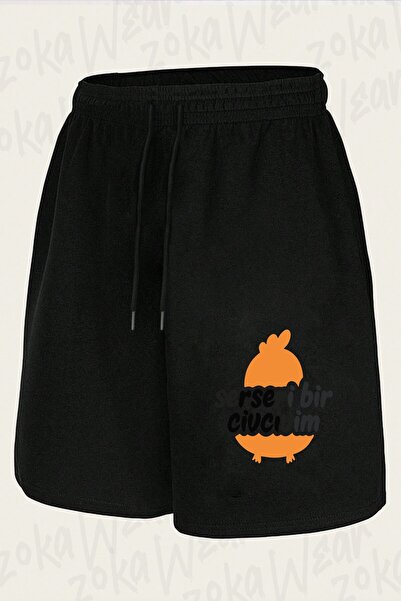 ZOKAWEAR Unisex Serseri Bir Civcivim Design Printed Shorts