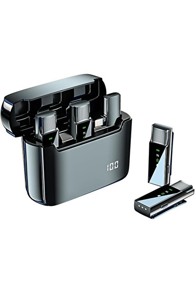 HASEPE Set de 2 microfoane lavalieră wireless cu anulare a zgomotului, microf...