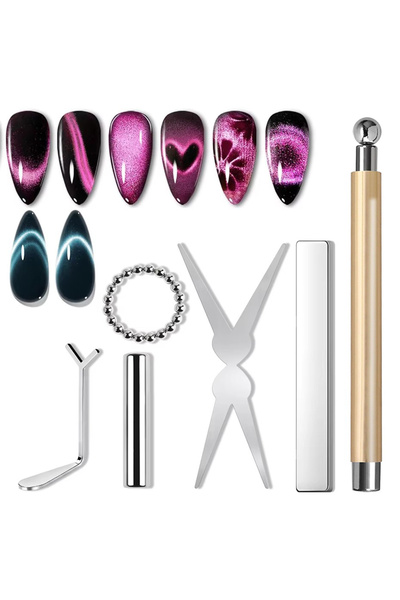 Choice1 Gold 6Pcs Nail Magnet Tool Set Cat Eye French Tips Cat Eye Heart Magn...