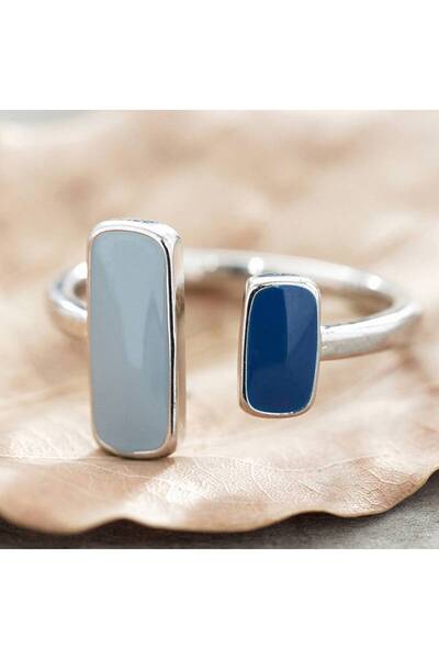 Choice resizable A746 Huitan Blue Enamel Women Opening Ring Fresh Style Party...