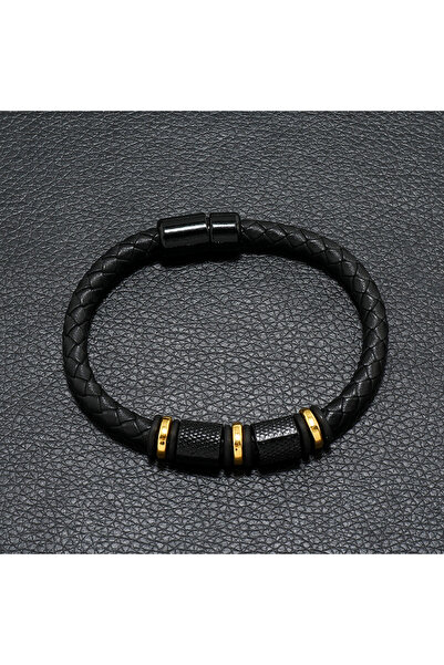 Choice1 Gold color Luxury Leather Rope Bracelet Men Magnetic Buckle Detachabl...