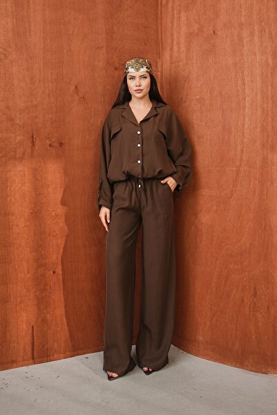 Pukka Women's Modal Woven Oversize Shirt High Waist Trousers Two-Piece Set