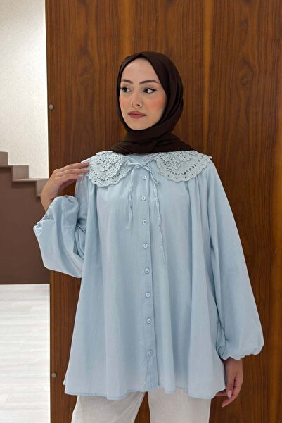 Faya Boutique Mavi Bellis Yakalı Tunik