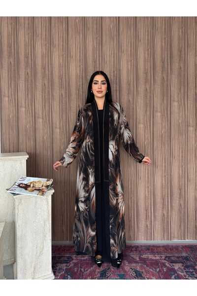 Missrosemoon Yeni Sezon Büyük Beden Tesettür 2’li Elbise Takım –Taş detaylı D...