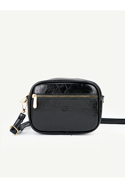 SHAKA Wrinkled Textured Black Shk326 Zippered, 2-Compartment, Adjustable Stra...