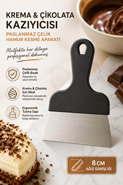 Anadolu Saray Krema ve Çikolata Kazıyıcı Spatula Paslanmaz Çelik Hamur Kesme ...