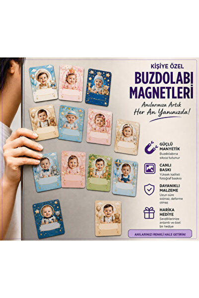 TAVİLOĞLU FOTOĞRAF 12 ADET KİŞİYE ÖZEL RESİM BASKI MAGNET BUZDOLABI MAGNETİ B...