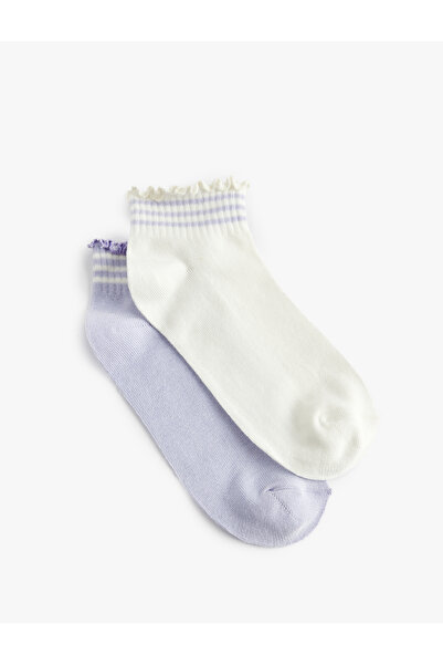 Koton Cotton Ruffled Striped 2-Piece Sock Set