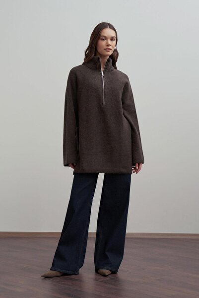ALLDAY W94038A0 Women's Half-Zip Knit Sweater