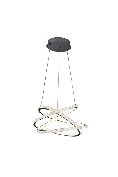 erstecup Lustră suspendată LED stil pendul 120W 1m 3CCT cu telecomandă, crom,...