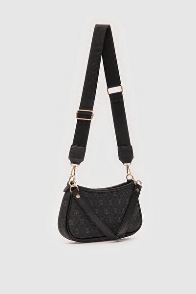 Morlex Farme Monogram Baguette and Cross Shoulder Bag Black