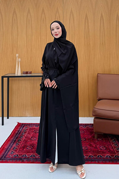 fushya design Kolu Lazer Detaylı Abaya