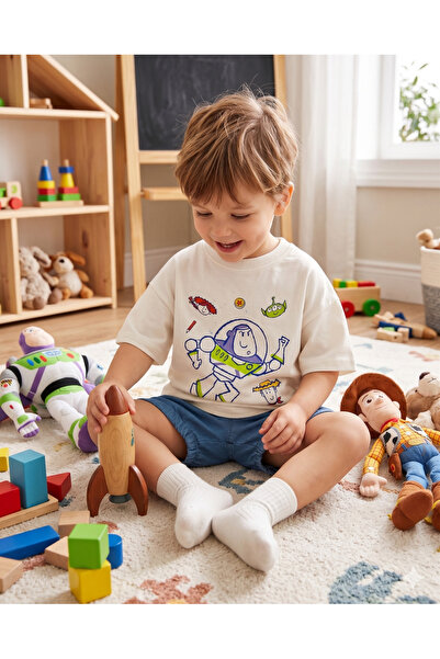 babytex Toy Story Themed Oversized Kids' T-Shirt – 100% Cotton Unisex White T...
