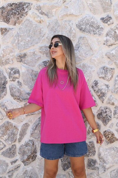 bytugcekaya Φούξια Όβερσάιζ Μπλουζάκι Μπέιζικ