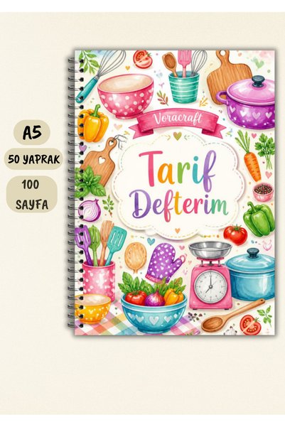 VORACRAFT Cooking Recipe Book, 50 Sheets / 100 Pages, A5 / Wire Spiral Trf0033
