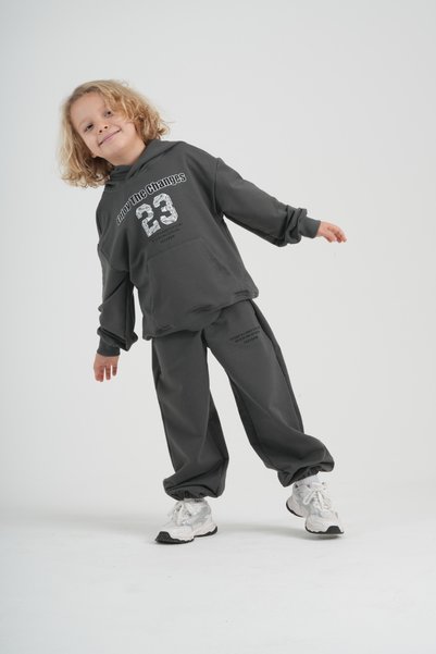 HayKids Children's Unisex "Enjoy the Changes" Printed Hooded Sweatshirt and Wide-Leg Sweatpants Two-Piece Set
