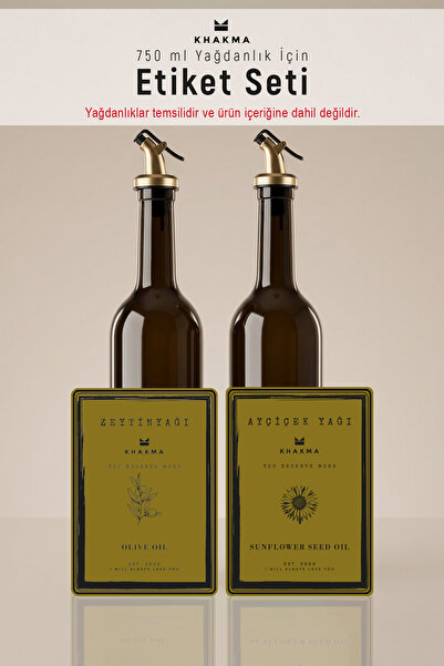 KHAKMA Gold Label Set for Oil Bottle - Label for Olive Oil Sunflower Oil Bott...