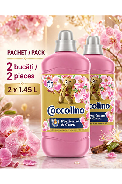 Coccolino Set 2 x Balsam de rufe Parfum și Îngrijire cu Caprifoi și Lemn de S...
