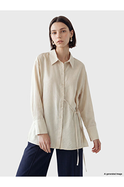 LC Waikiki Rmz Gi̇yi̇m Farkiyla Women's Shirt Tunic with Tie Detail