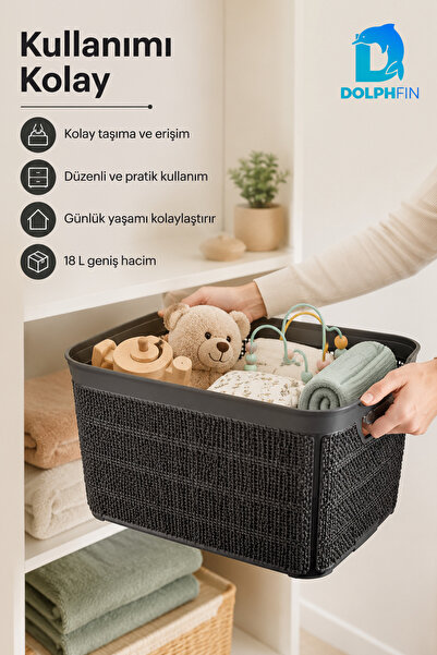 DolphFin Kutija od jute za višestruku upotrebu 18 L Plastični organizator za ...