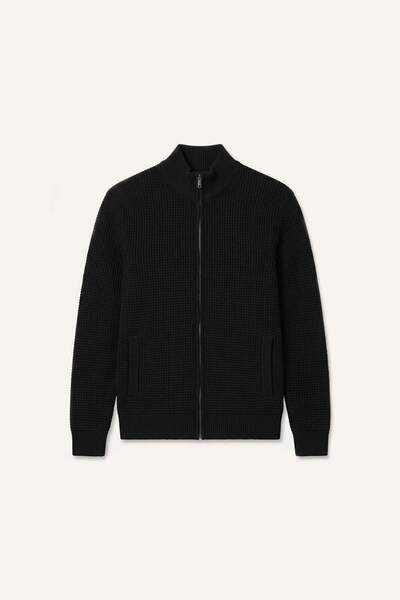 DeFacto Standard Fit Stand Collar Zippered Cardigan H8239Ax26Au