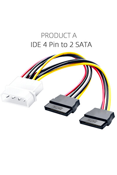 Choice IDE to 2xSATA IDE Molex 4 pin to 2 x SATA Power Cable Serial ATA Y Spl...